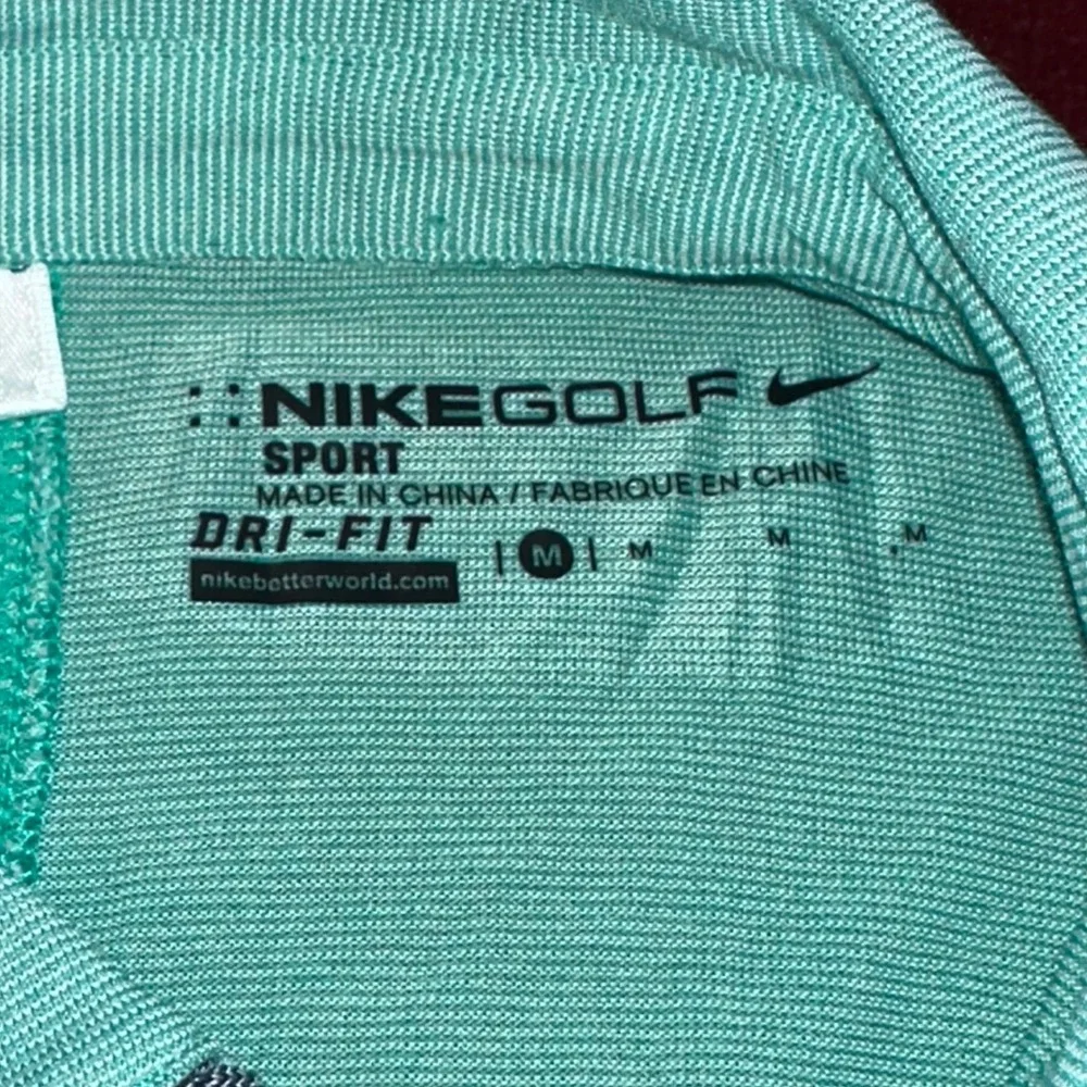 Nike Golf Sport Womens Dri-FIT‎ Polo Shirt Mint Green Stripe Pocket 518051-395 M